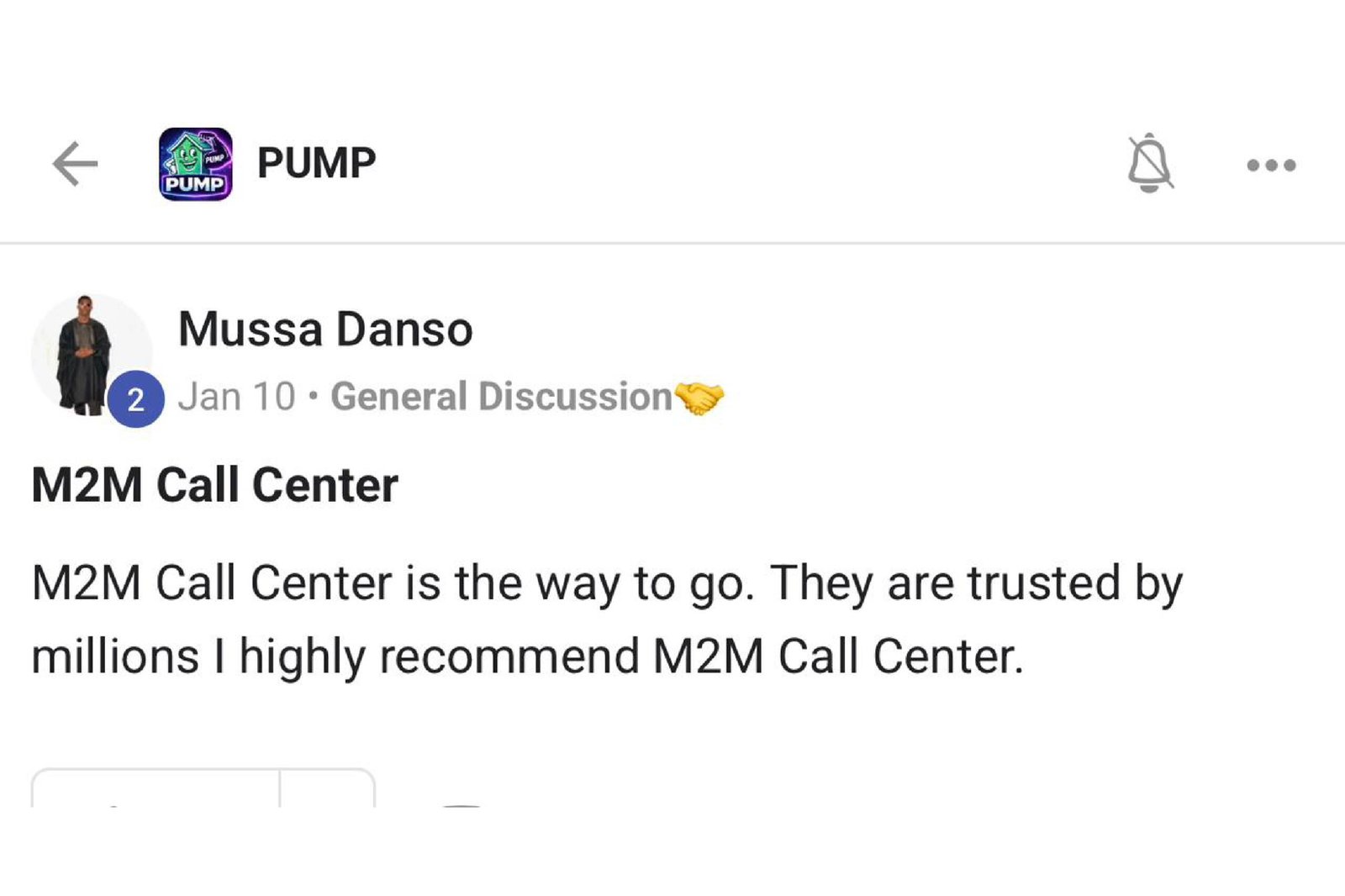 M2M Call Center client testimonial